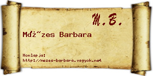 Mézes Barbara névjegykártya